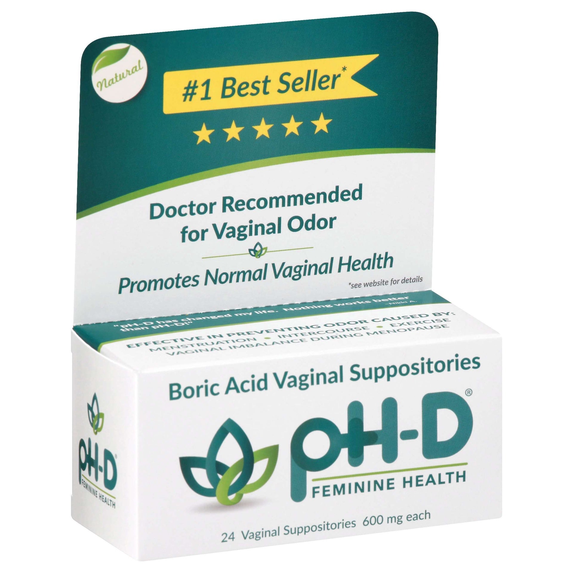 PH-D BORIC ACID VAGINAL SUPPOSITORIES 24 CT
