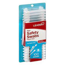 Leader Safety Swabs, Plastic Stick, Baby,100ea