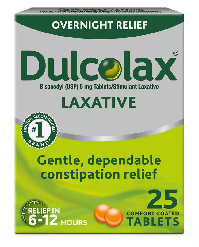 Dulcolax Stimulant Laxative, Gentle Overnight Constipation Relief, Bisacodyl 5mg Tablets, 6 ct