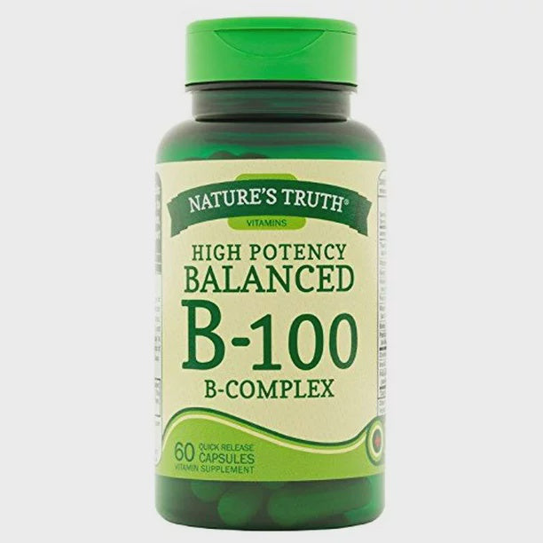 NATURE'S TRUTH VITAMIN B-100 B-COMPLEX HIGH POTENCY BALANCED CAPSULES 60 CT