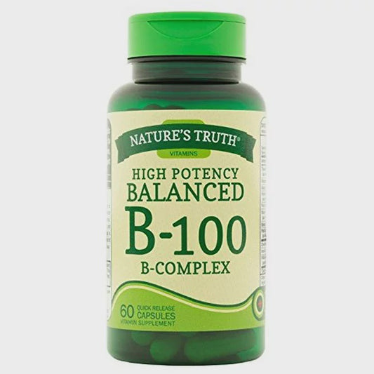 NATURE'S TRUTH VITAMIN B-100 B-COMPLEX HIGH POTENCY BALANCED CAPSULES 60 CT