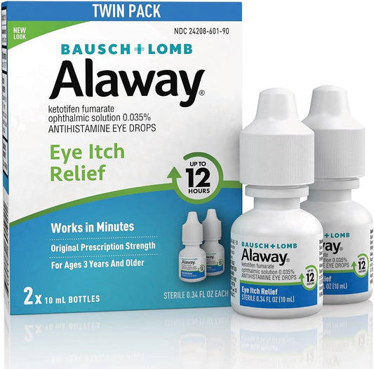 Bausch & Lomb Alaway Itch Relief Original Prescription Strength Eye Drops, 0.34 Oz/2 Ea