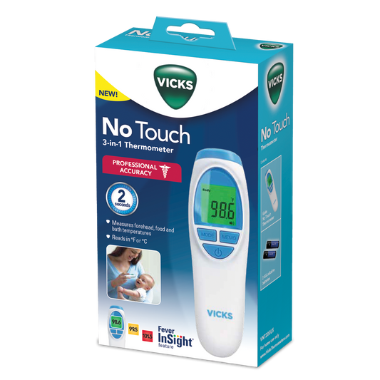 Vicks No Touch 3-in-1 Thermometer Measures Body Temperature, Food and Bath