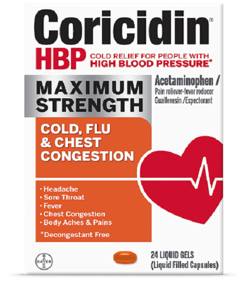 Coricidin HBP Maximum Strength Cold Cough & Flu Liquid Gels (24 ct)