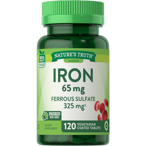 Natures Truth Iron, Ferrous Sulfate, 325 mg, Coated Tablets - 120 tablets