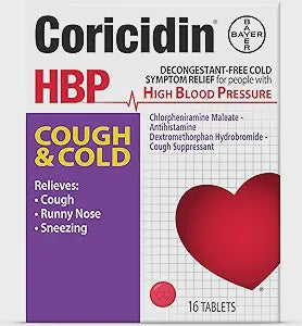 Coricidin HBP Cough & Cold 16 Tablets