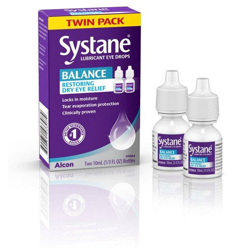 Systane Eye Drops, Lubricant, Balance Restorative Formula, Twin Pack, 2 - 0.33 fl oz (10 ml)