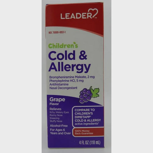 LEADER(TM) COLD & ALLERGY CHILDREN'S LIQUID GRAPE 4 OZ (