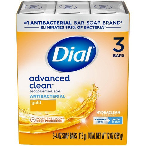 DIAL Gold Antibacterial Deodorant Soap for Unisex - 3 x 4 oz Soap