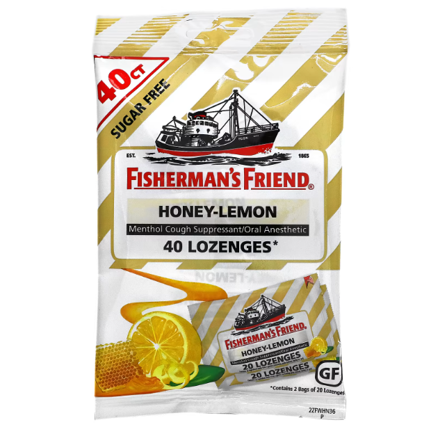 Menthol Cough Suppressant Lozenges, Sugar Free, Honey-Lemon, 40 Lozenges