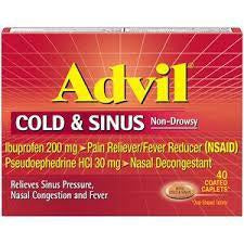 ADVIL COLD & SINUS NON-DROWSY 40 COATED CAPLETS
