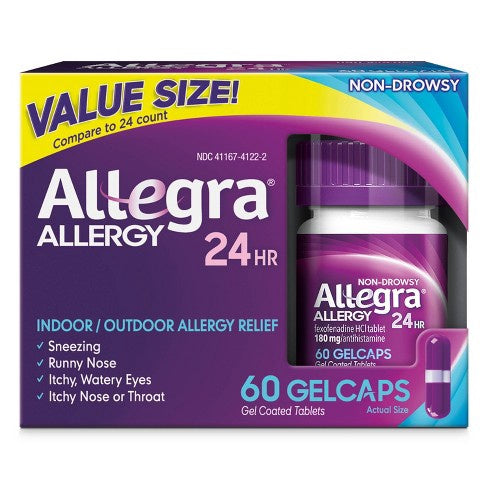 Allegra 24 Hour Allergy Relief Gel Caps - Fexofenadine Hydrochloride - 60ct