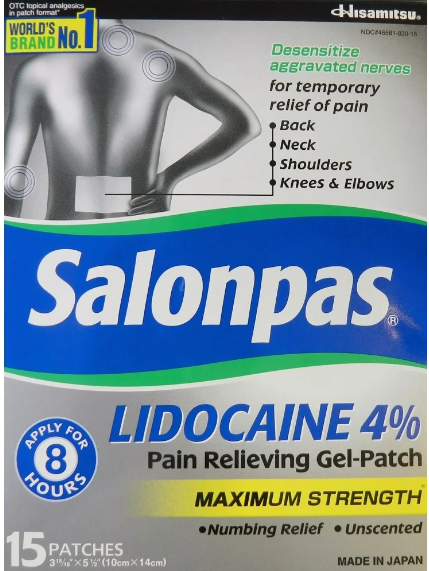 SALONPAS LIDOCAINE 15PATCHES