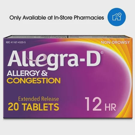 Allegra-D 12 Hour Allergy Relief Non-Drowsy 60mg Extended Release Tablets 20 ct