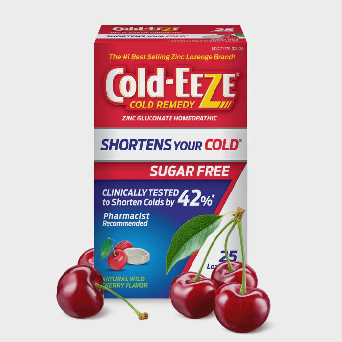 Cold-EEZE Sugar Free Natural Wild Cherry Homeopathic Cold Remedy Zinc Lozenges, 25 ct
