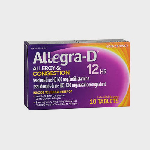 Allegra, Allegra-D 12 Hour Allergy Congestion Extended Release Tablets, 120 mg, 10 tabs