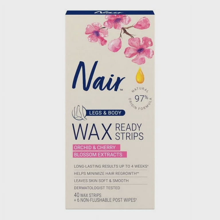 Nair Hair Remover Wax Ready Strips Legs Body 40 ea
