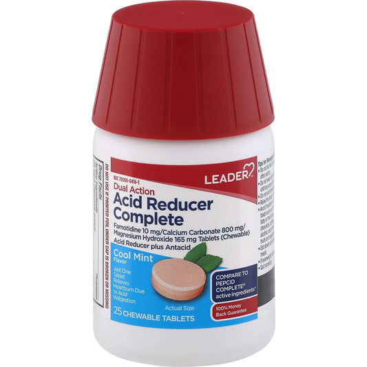 LEADER(TM) ACID REDUCER & ANTACID CHEWABLE TABLETS MINT 25 CT