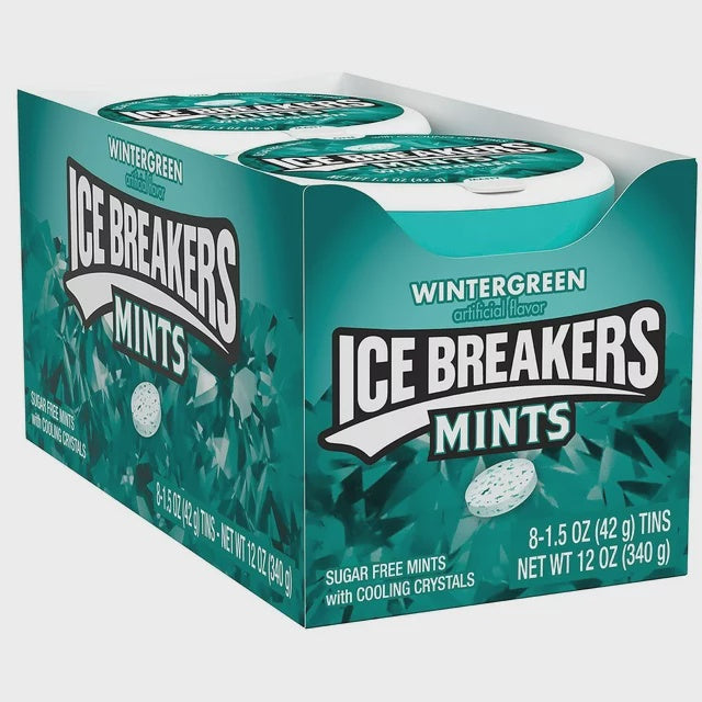 Ice Breakers Mints, Sugar Free, Wintergreen - 1.5 oz tins