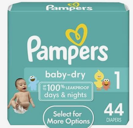 Pampers Baby-dry 44 Diapers (Size 1; for 8-14 lb or 4-6 kids)