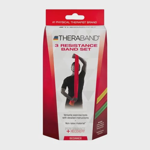 Theraband Latex free Resistance Bands, Beginners, 3 Ea