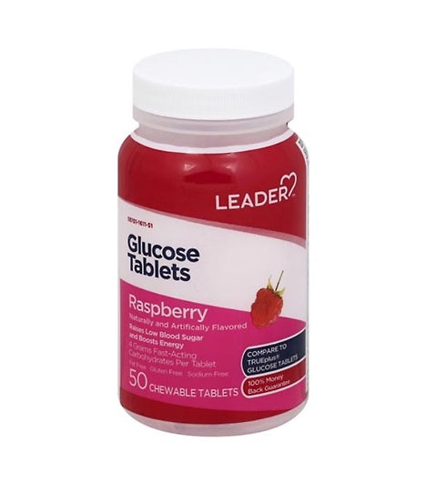 Leader Glucose, Chewable Tablets, Raspberry 50 ea
