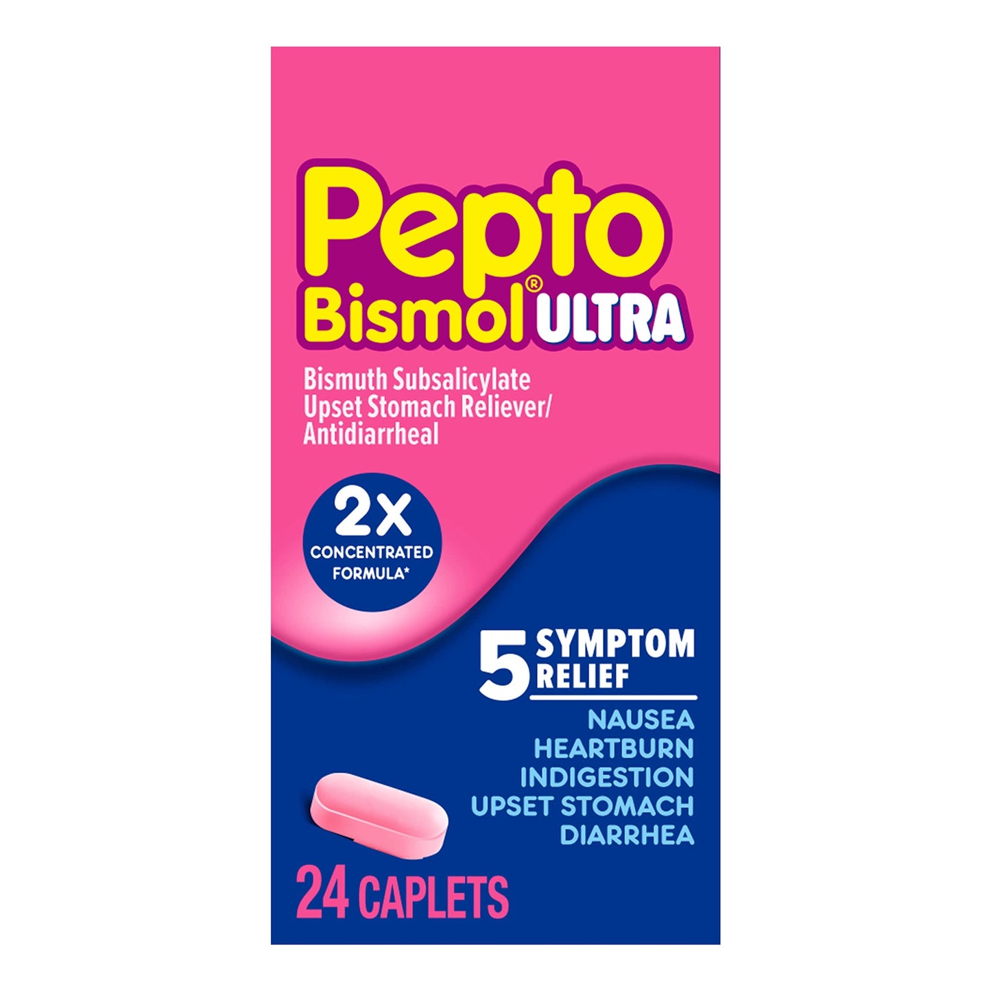 Pepto Bismol Ultra 5 Symptom Relief Caplets, 12 Ea