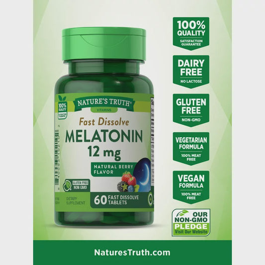 NATURE#S TRUTH MELATONIN 12 MG CHERRY FAST DISSOLVE TABLETS 60 CT