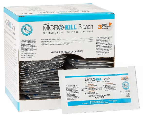 MEDLINE MICRO KILL BLEACH GERMICIDAL BLEACH WIPES 50 CT