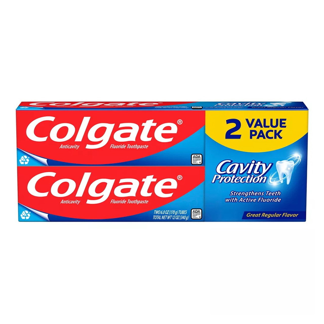 Colgate Cavity Protection with Active Fluoride Toothpaste, Value pack, 6 Oz, 2 Pack