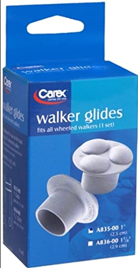 Carex Brand Walker Glides Fits 1" (A835-00), Fits all wheeled walkers