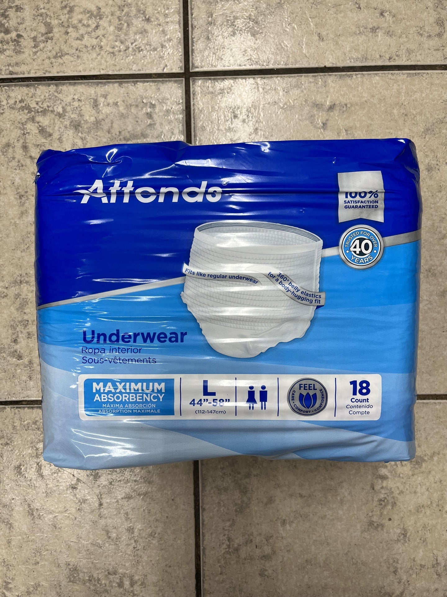 ATTENDS CARE UNDERWEAR LARGE 18Count