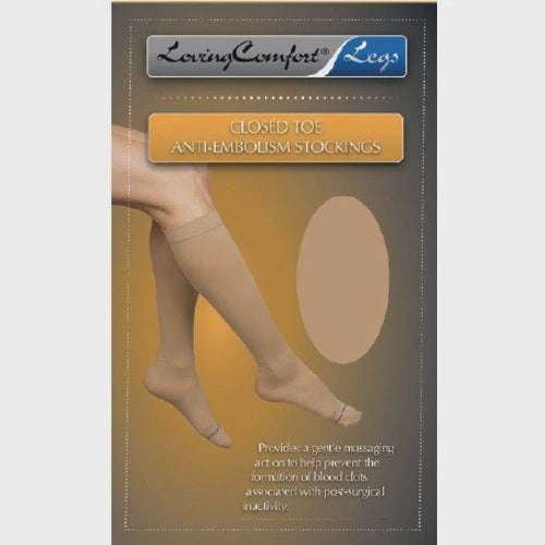 LOVING COMFORT LEGS MODERATE COMPRESSION 15-20 MMHG BEIGE OPEN TOE MEDIUM