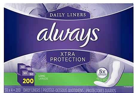 Always Xtra Protection Pantiliners, 200 ct.