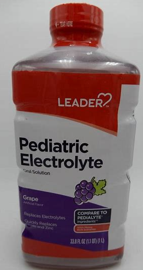 Leader Pediatric Electrolyte Oral Solution, Grape 33.8 Fl Oz