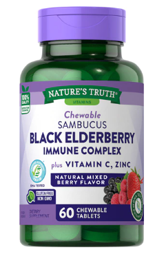 NATURE'S TRUTH BLACK SAMBUCUS BLACK ELDERBERRY IMMUNE COMPLEX CHEWABLES 60 CT