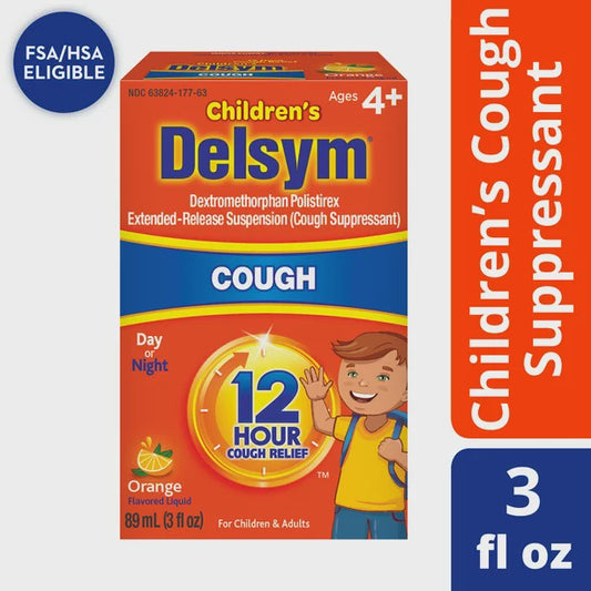 DELSYM CHILDREN'S COUGH SUPPRESSANT 12 HOUR LIQUID ORANGE 3 OZ