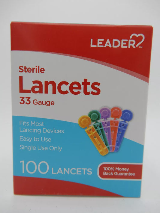 Leader Thin 33 Gauge Sterile Lancets, 100 Lancets
