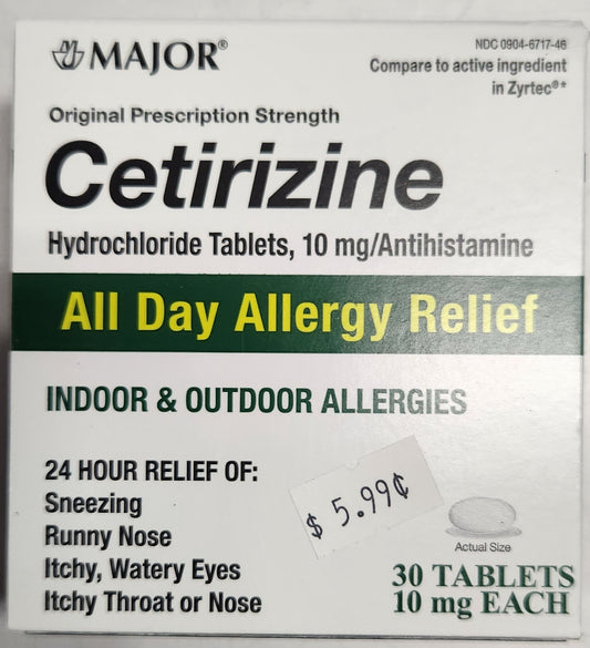 MAJOR ALLERGY RELIEF 10 mg 30 Tabs.