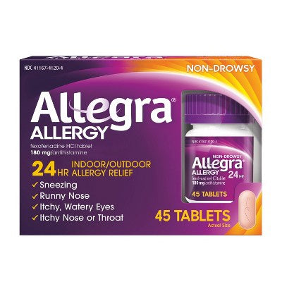 Allegra 24 Hour Allergy Relief Non-Drowsy 180mg Tablets 45 ct