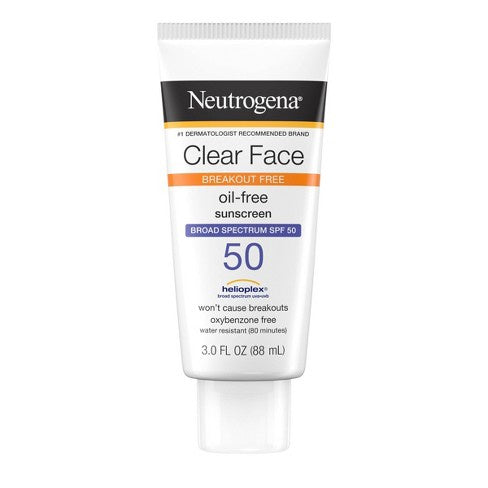 Neutrogena Clear Face Sunscreen Lotion, Spf 50, 3oz
