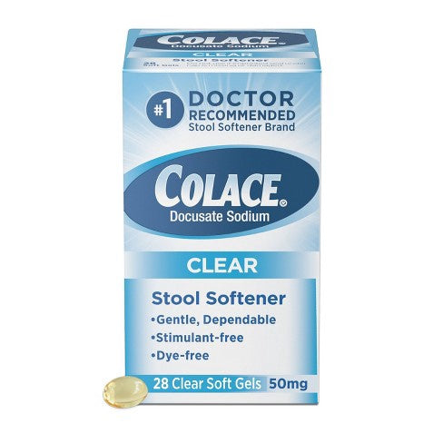 Colace Stool Softener, 50 mg, Clear Soft Gels - 28 soft gels
