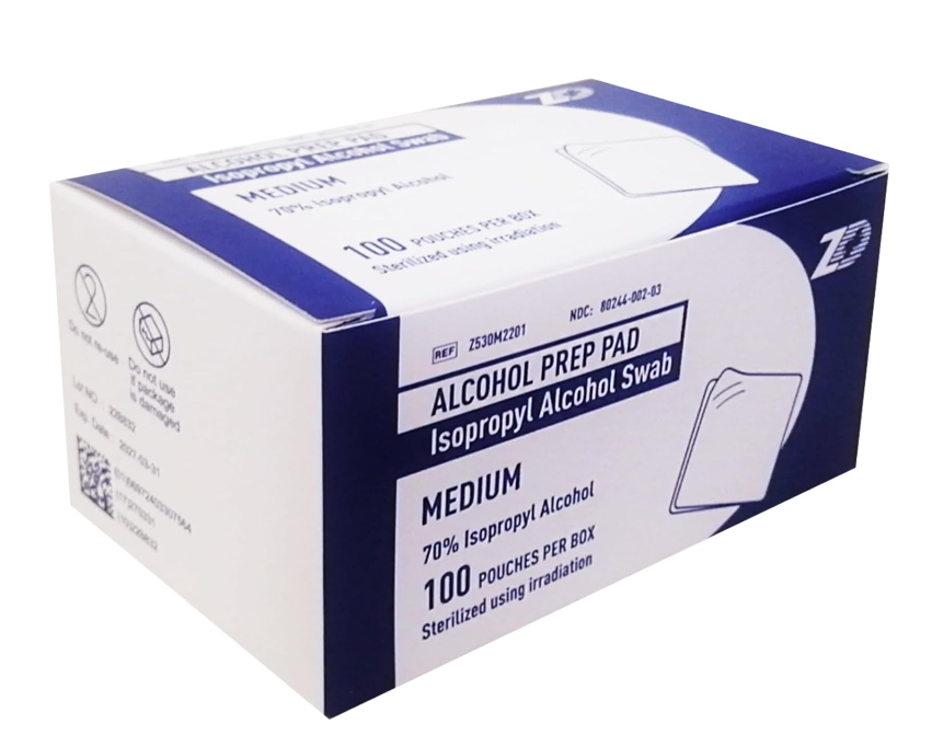 ZD Alcohol Prep Pad 100片 Isopropyl 70% Alcohol Swab (Medium)