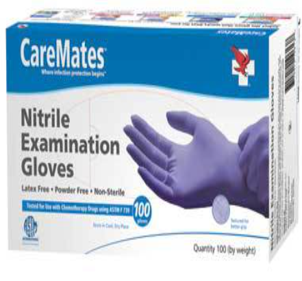 CAREMATES NITRILE EXAM GLOVES POWDER FREE NON-STERILE BERRYBLUE LARGE 100 CT , GLOVES