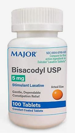 100 Tablets Enteric Coated Major Bisacodyl 5Mg (Compare To Dulcolax)