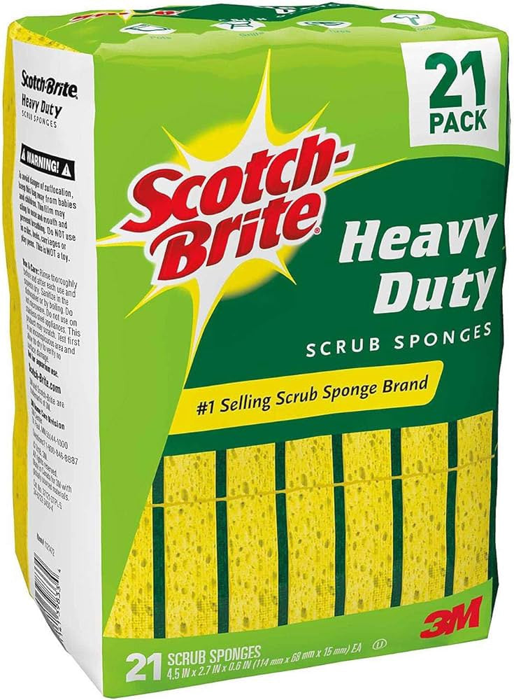 Scotch-Brite Heavy Duty Scrub Sponge, 21 Count 思高 防刮海綿百潔布 21件裝 (黃色)