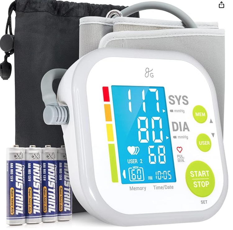 Greater Goods Digital Upper Arm Blood Pressure Monitor with Cuff, Bag, Batteries - Measures BP & Pulse, Designed in St. Louis