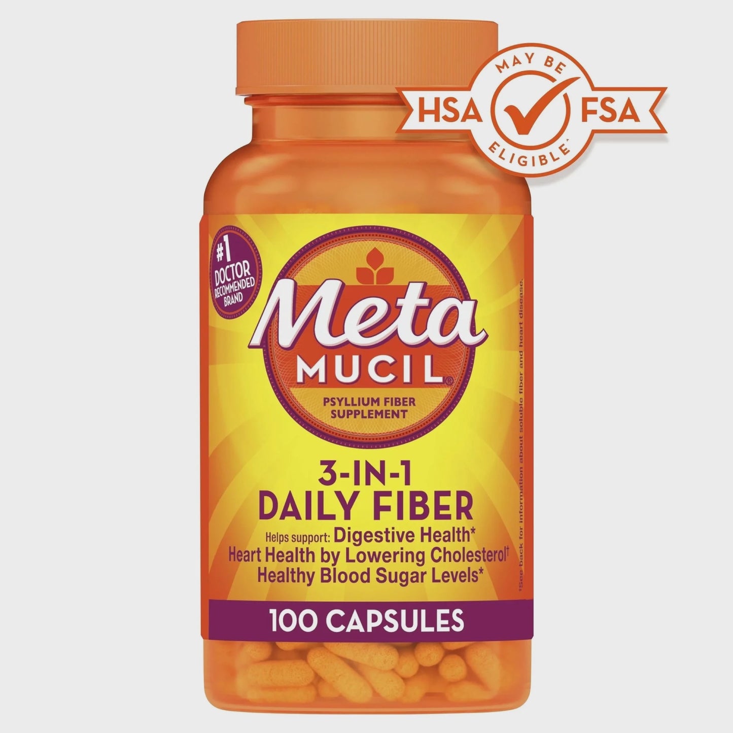 Meta MUCIL 3IN1 DAILY FIBER 100 CAPSULES