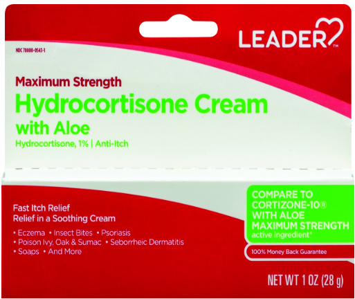 LEADER HYDROCORTISONE WITH ALOE CREAM 1 OZ (COMPARE TO CORTIZONE-10) , CREAM