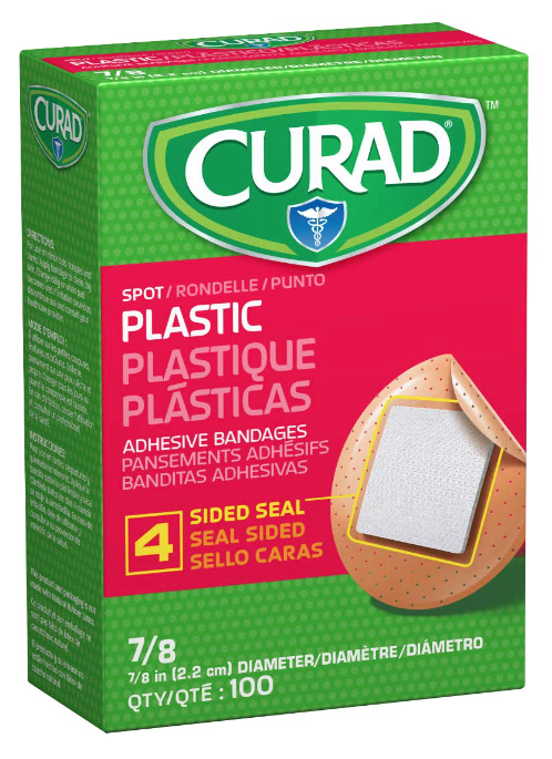 CURAD ADHESIVE BANDAGES SPOT PLASTIC 7/8 IN 100 CT